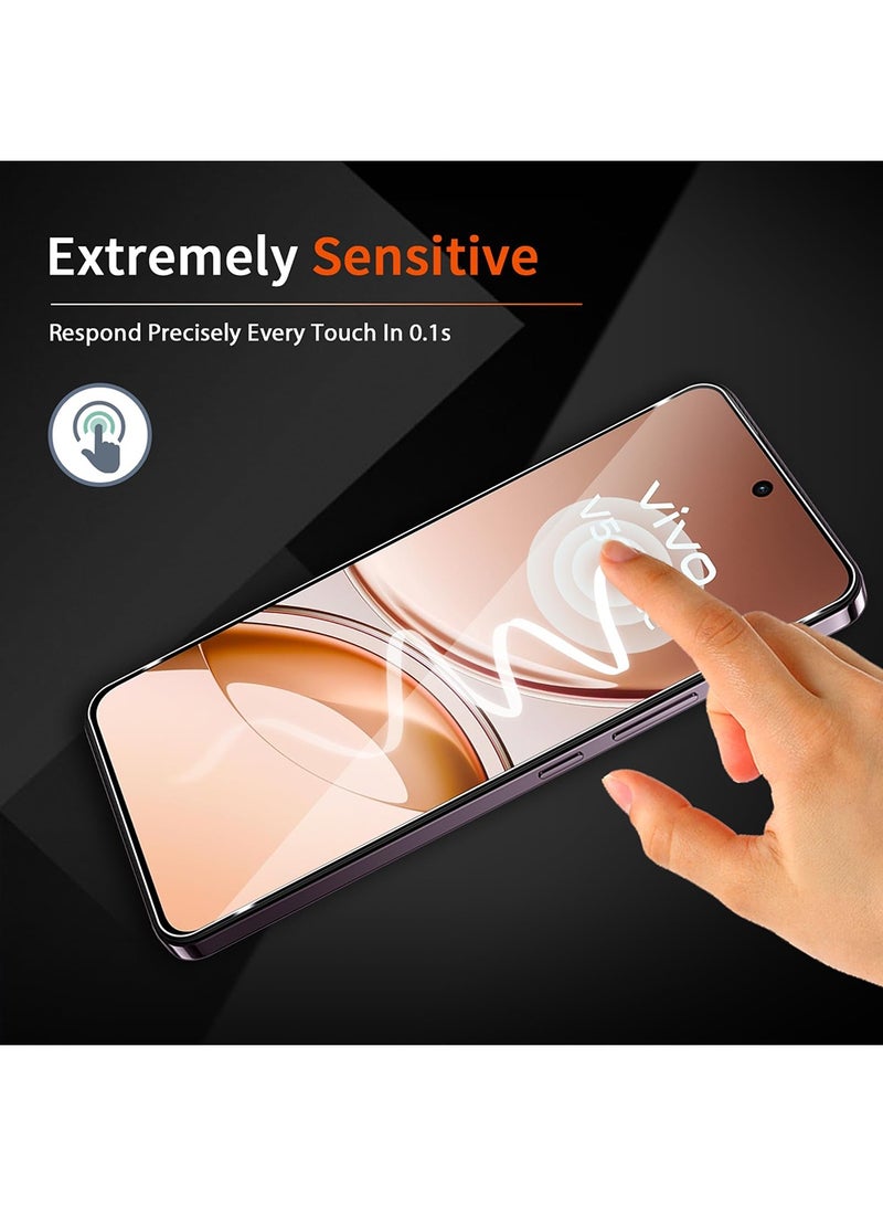 Vivo V50 Lite 5G Screen Protector 2 Pack and Rear Camera Lens 2 Pack, Bubble Free HD Scratch Resistant, Anti-Fingerprint Tempe Glass Film Full Screen Coverage Screen Protector Accessories (Clear) - Image 4